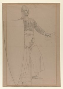 Untitled [Grafitstudie av väggdekoration i styrelserummet i Prudential Life Insurance-byggnaden i Newark, New Jersey av Henry Siddons Mowbray