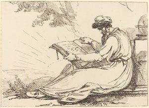 Oriental med skägg, läser en bok av Henry Singleton