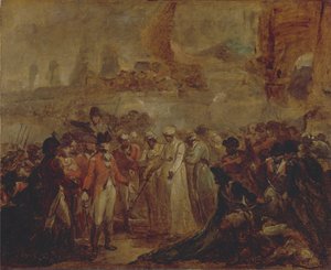 Överlämnandet av de två sönerna till Tipu Sahib, sultan av Mysore, till Sir David Baird av Henry Singleton
