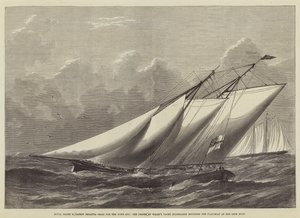 Royal Yacht Squadron Regatta, tävling om Town Cup, Prinsens av Wales yacht Hildegarde rundar flaggbåten vid Lepe-båten.