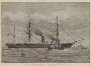 Steam-Tug vid Plymouth tar trupper till Himalaya för Gold Coast