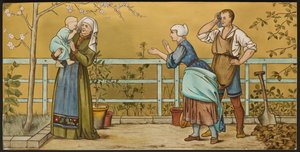 The Infant, plakett föreställande en illustration från Shakespeares Seven Ages, Minton ware, Staffordshire, 1874 (emaljerat lergods)