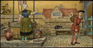 The Schoolboy, plakett föreställande en illustration från Shakespeares Seven Ages, Minton ware, Staffordshire, 1874 (emaljerad lergods)