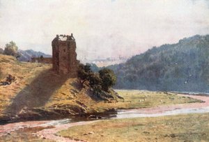 Neidpah Castle, Peeblesshire (färglitografi)