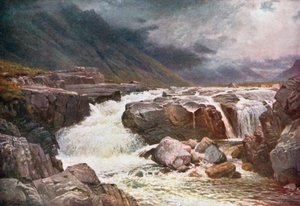River Coe, Glencoe, Argyllshire (färglitografi) av Henry Sutton Palmer