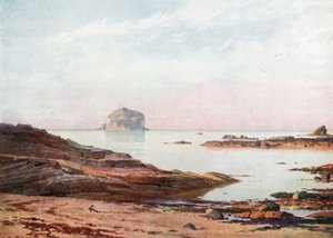 The Bass Rock - En stilla kväll (färglitografi) av Henry Sutton Palmer