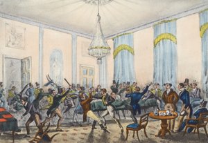 En hel rad i ett helvete, Mytton visar slagsmål (litografi) av Henry Thomas (after) Alken