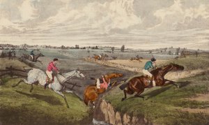 A Steeple-Chase (litho i färg) av Henry Thomas (after) Alken