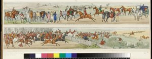 9. Min själ brinner och ivrig efter fältet! 10. En kamp för en början. En jaktresa till Melton Mowbray, 1822 av Henry Thomas Alken
