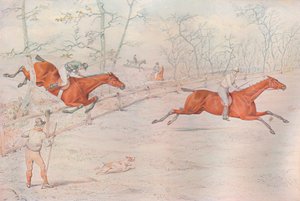 Ett hinder: Täcker ett starkt tjurstängsel. Ned för hundra!, 1927 av Henry Thomas Alken