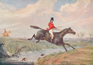 Fox Hunting: Leaping the Brook, 1906 av Henry Thomas Alken
