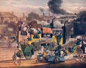 The Progress of Steam - En vy på White Chapel Road, 1905 av Henry Thomas Alken
