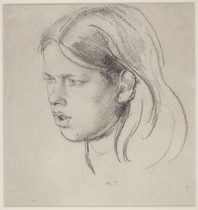 Head of a Girl (krita på papper) av Henry Tonks