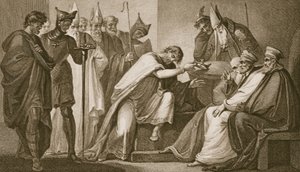 Edvard II avstår från sin krona, graverad av Schiavonelli, illustration från David Humes "The History of England", utgiven av R. Bowyer, London, 1812. av Henry Tresham