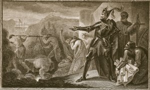 Edward I tar bort stenen från Scone, graverad av Neagle, illustration från David Humes 