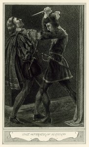 Hertiginnan av Malfi av John Webster: Mordet på Antonio (litho)