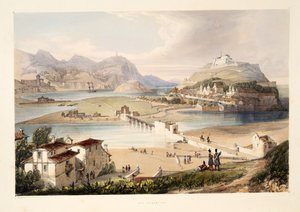 San Sebastian, från Sketches of scenery i de baskiska provinserna i Spanien, med ett urval av nationell musik ?, pub. 1838 (handfärgad gravyr)