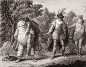 Falstaff med kroppen av Hotspur på ryggen. (skriva ut) av Henry William (after) Bunbury