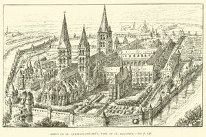 Abbey of St Germain-des-Pres, tiden för St Ignatius (gravyr) av Henry William Brewer
