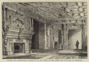 Antik stadsarkitektur, interiör i ett gammalt hus på Lime Street som nu håller på att rivas av Henry William Brewer