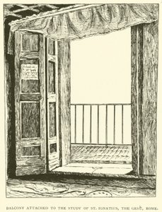 Balkong kopplad till studiet av St Ignatius, Gesu, Rom (gravyr) av Henry William Brewer
