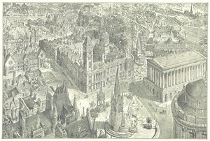 Fågelperspektiv över Birmingham år 1886. av Henry William Brewer