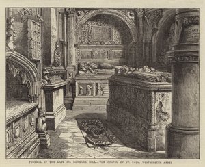 Begravning av den sene Sir Rowland Hill, Chapel of St Paul, Westminster Abbey av Henry William Brewer
