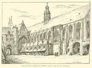 Les Jacobins, Dominikanska Priory, Paris, tiden för St Ignatius (gravyr) av Henry William Brewer