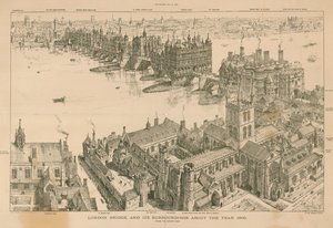 London Bridge och dess omgivningar omkring år 1600