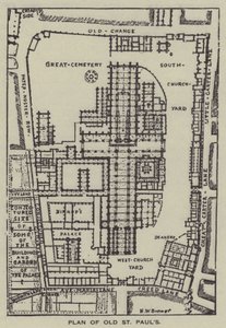 Plan av Old St Pauls av Henry William Brewer