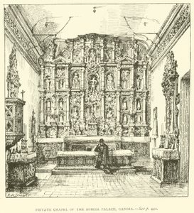 Borgiapalatsets privata kapell, Gandia (gravyr) av Henry William Brewer