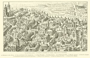 "Quartier Latin," Studentkvarteret i Paris, tiden för St Ignatius (gravyr) av Henry William Brewer