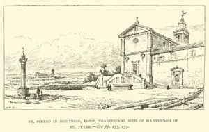 St Pietro i Montorio, Rom, traditionell plats för St Peters martyrskap (gravyr) av Henry William Brewer