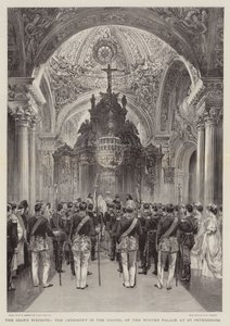 Tsarens bröllop, ceremonin i kapellet i Vinterpalatset i St Petersburg av Henry William Brewer