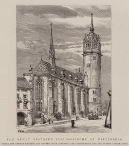 Den nyrestaurerade Schlosskirche i Wittenberg av Henry William Brewer