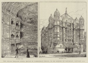 Royal English Opera House i Cambridge Circus invigs lördagen den 31 januari av Henry William Brewer