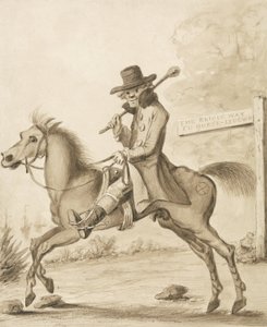 En illustration av H. Bunbury, An Academy for Grown Horsemen: A Bit of Blood (penna och bläck med tvätt på papper)