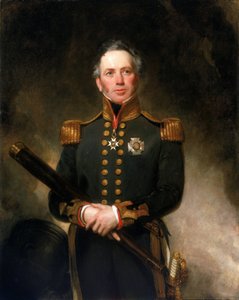 Porträtt av konteramiral Sir Edward Brace (ca 1769-1843), som utmärkte sig i den brittiska flottan på Medelhavsfronten under franska (1792-1802) och napoleonska (1803-1815) revolutionskrigen av Henry William Pickersgill