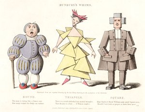 Rund, triangel och fyrkantig, från Bunburys Whims, 1828 av Henry William after Bunbury
