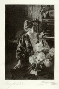 Flicka och pioner (handspegeln) av Henry Wolf