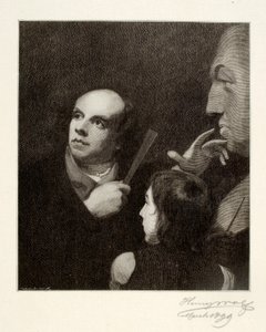 John Flaxman modellerar bysten av William Hayley av Henry Wolf