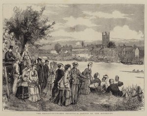 Henley-on-Thames Regatta, en skiss vid floden av Henry Woods