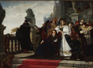 Sigismund I av Polen (1467-1548) - Kycklingkriget (1537) - paret Rodakowski, Henryk (1823-1894). Olja på duk, storlek: 192,5x2 av Henryk Hipolit Rodakowski