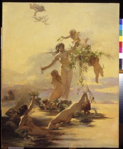 Naiads (Naiads). Målning av Henryk Sieliradzki (1843-1902), olja på duk. polsk konst