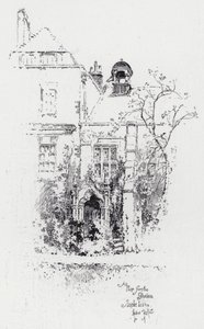 En titt från trädgården, Staple Inn (gravyr) av Herbert (after) Railton
