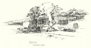 Chatsworth, Derbyshire, 1775 (litho) av Herbert (after) Railton