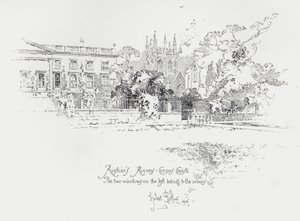 Den engelske konstkritikern John Ruskins rum på Corpus Christi College, Oxford (litho) av Herbert (after) Railton