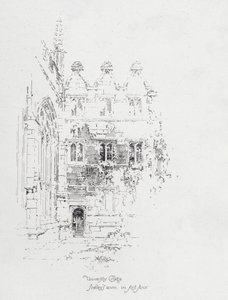 Engelska poeten Percy Bysshe Shelleys rum på första våningen i University College, Oxford (litho)