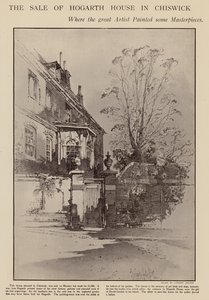 Tidigare hem för William Hogarth, Chiswick, London (litho)