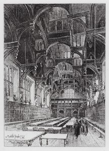 Middle Temple Hall (gravyr) av Herbert (after) Railton